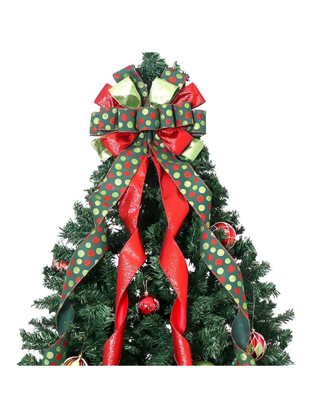 Christmas Tree Topper Wreath Bow Large Green Christmas Bow Tree Topper 52"x13"